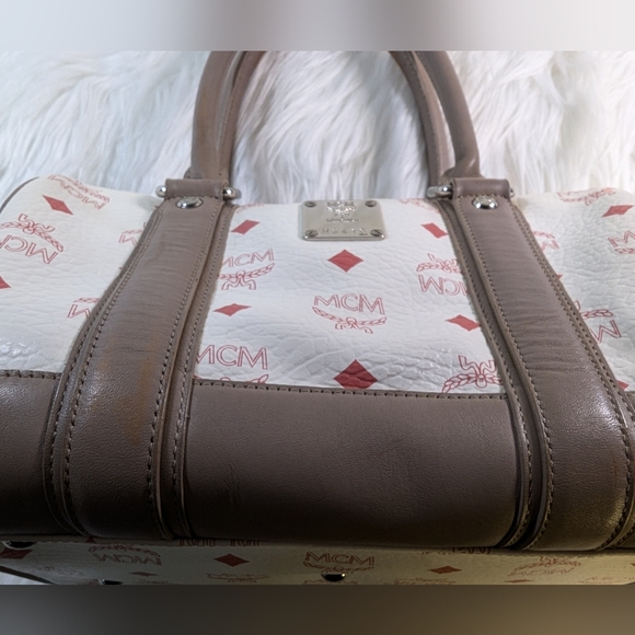 MCM Boston Bag White Pink Beige - Picture 7 of 16